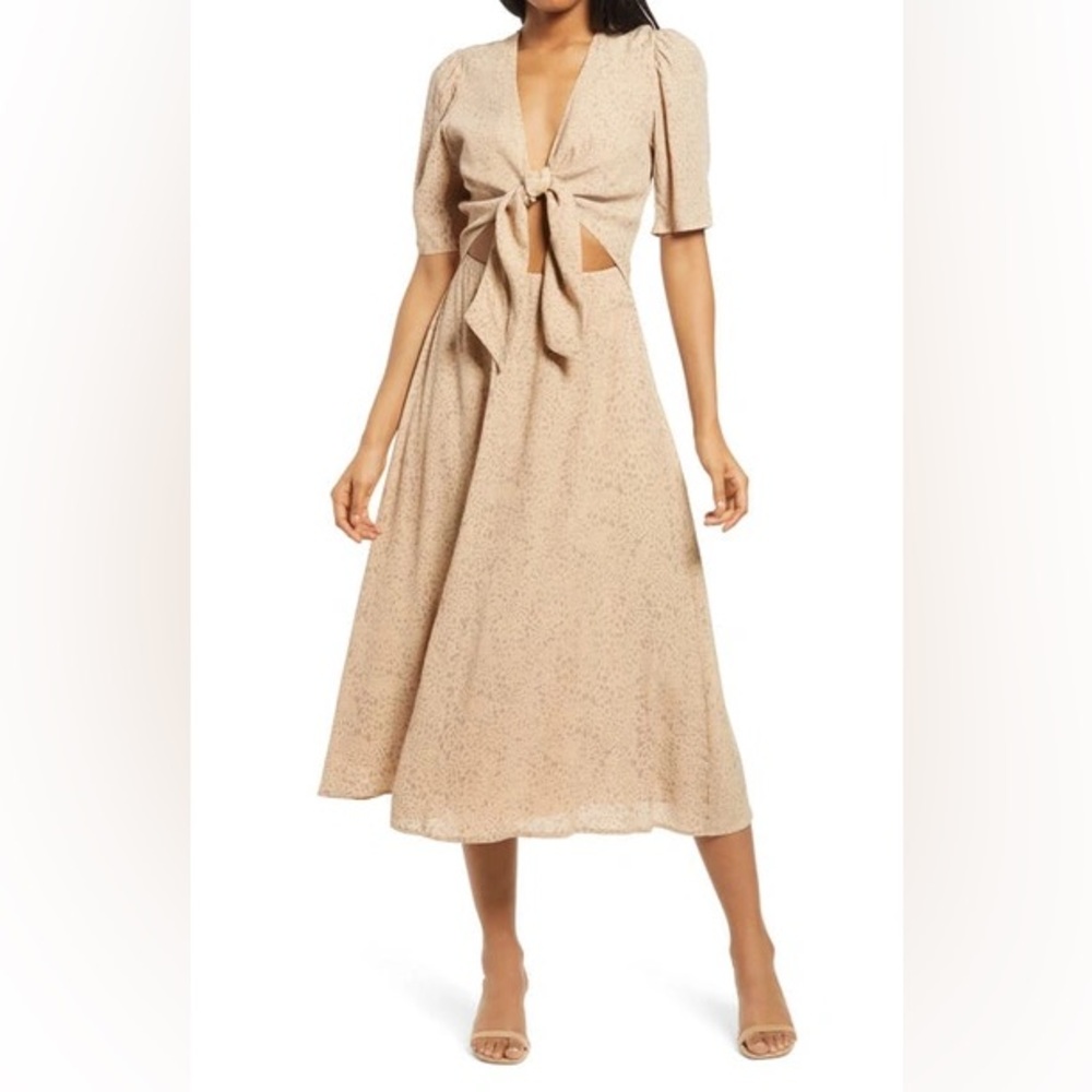 NWT WAYF Rosalind Cheetah Print Tie Front Dress